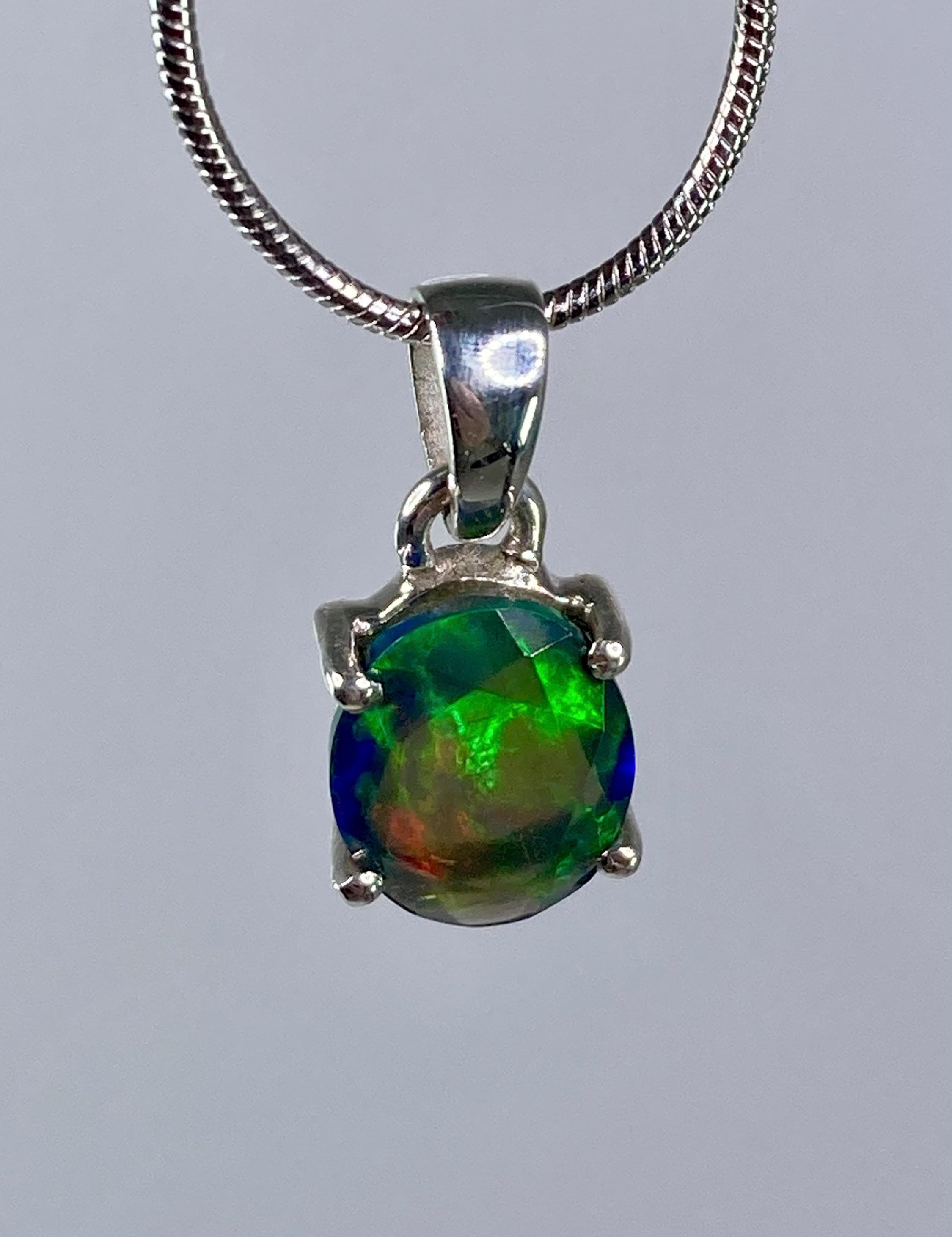 Ethiopian Chalama Black Opal and Silver Pendant