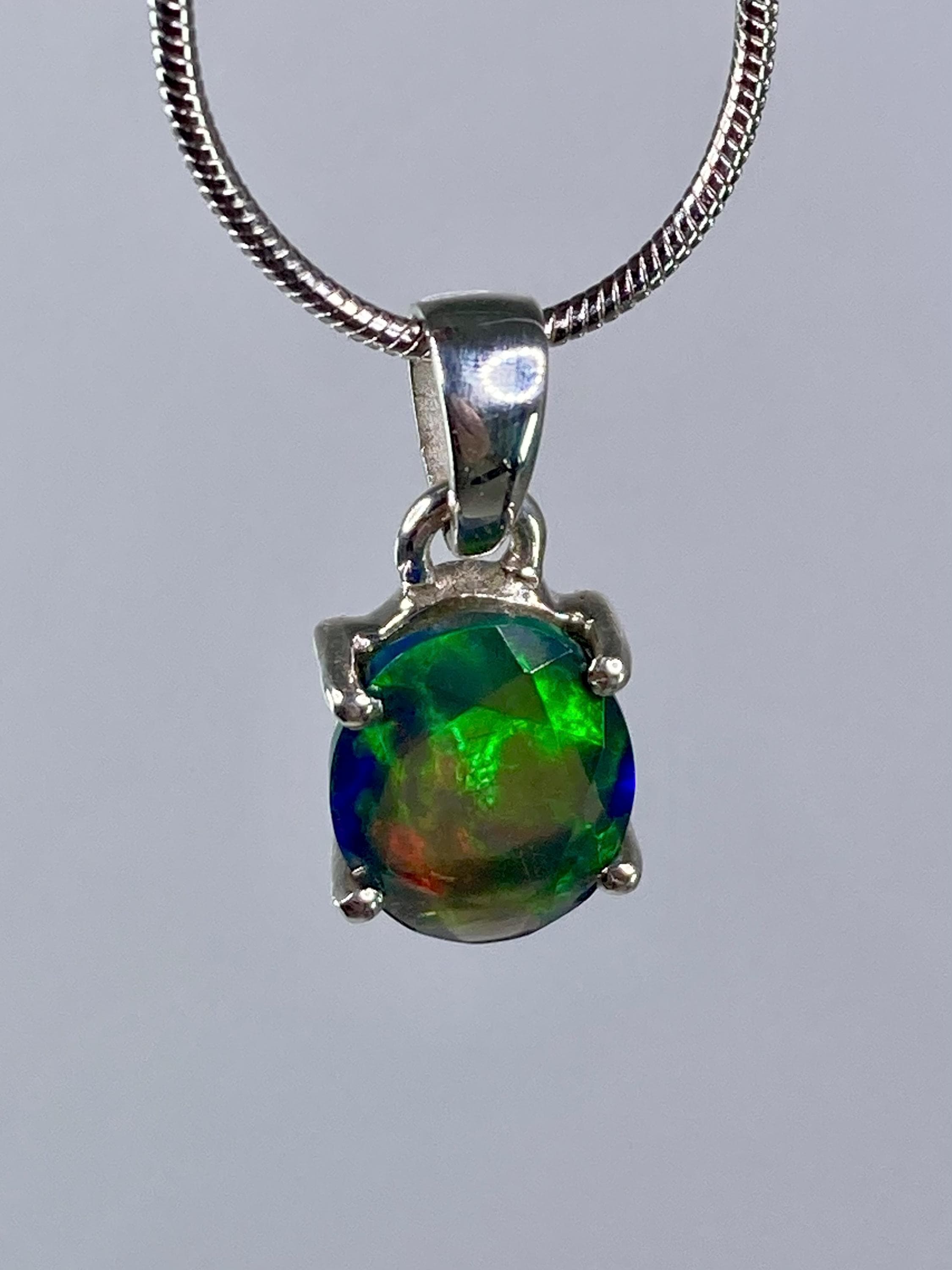 Ethiopian Chalama Black Opal and Silver Pendant