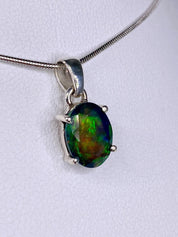 Ethiopian Chalama Black Opal and Silver Pendant