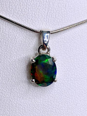 Ethiopian Chalama Black Opal and Silver Pendant