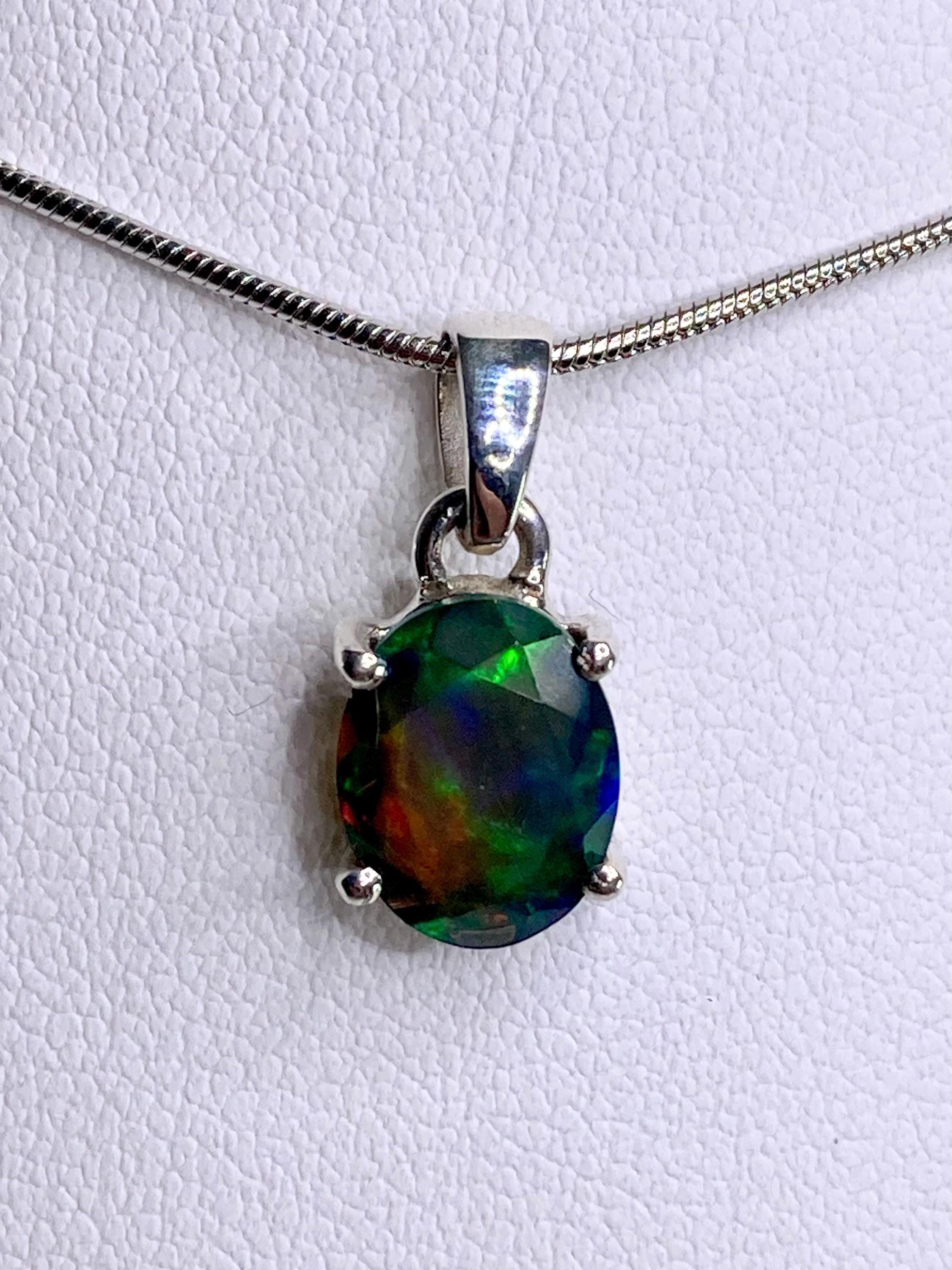 Ethiopian Chalama Black Opal and Silver Pendant