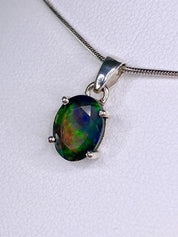 Ethiopian Chalama Black Opal and Silver Pendant