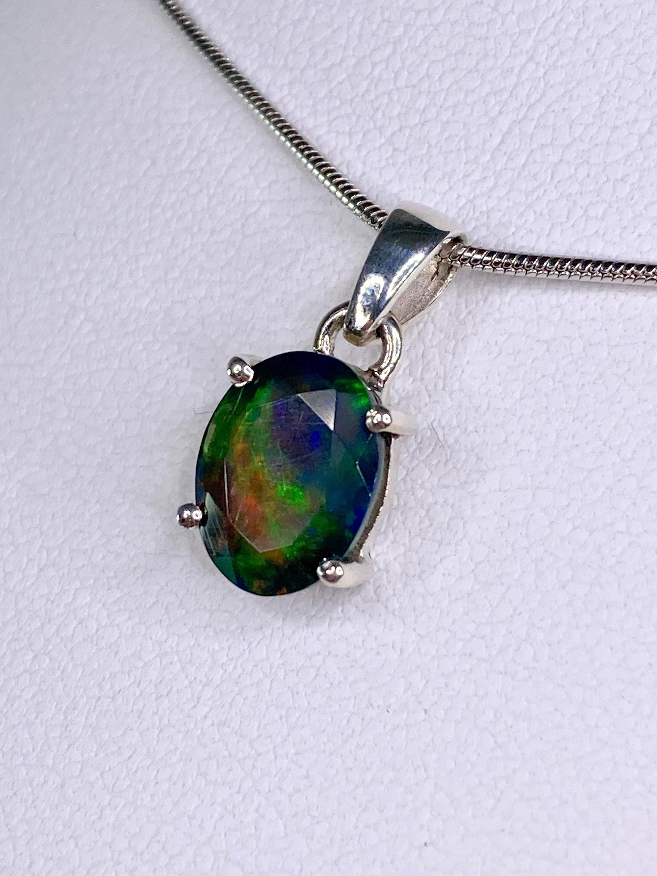 Ethiopian Chalama Black Opal and Silver Pendant