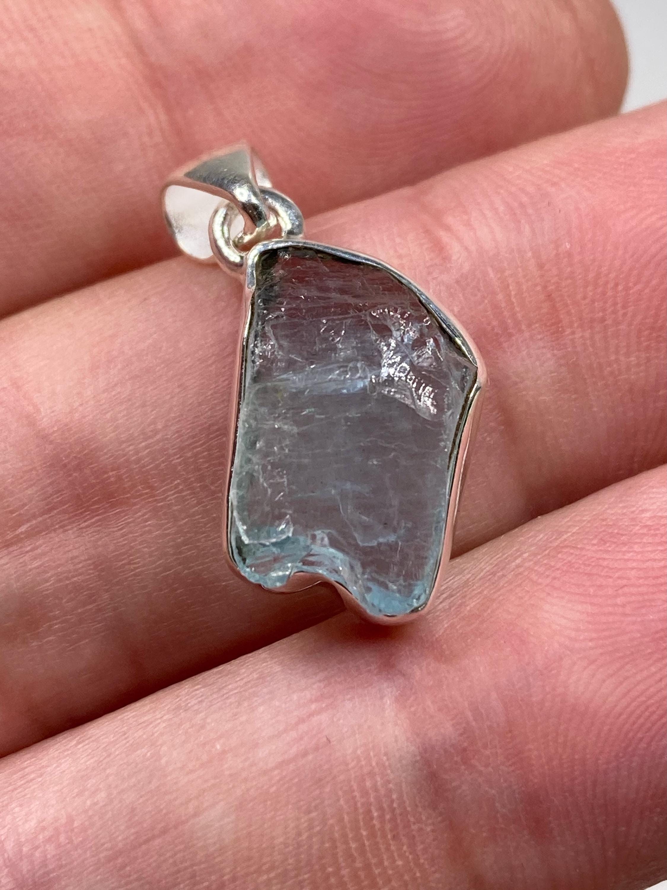 High Quality Aquamarine and Silver Pendant