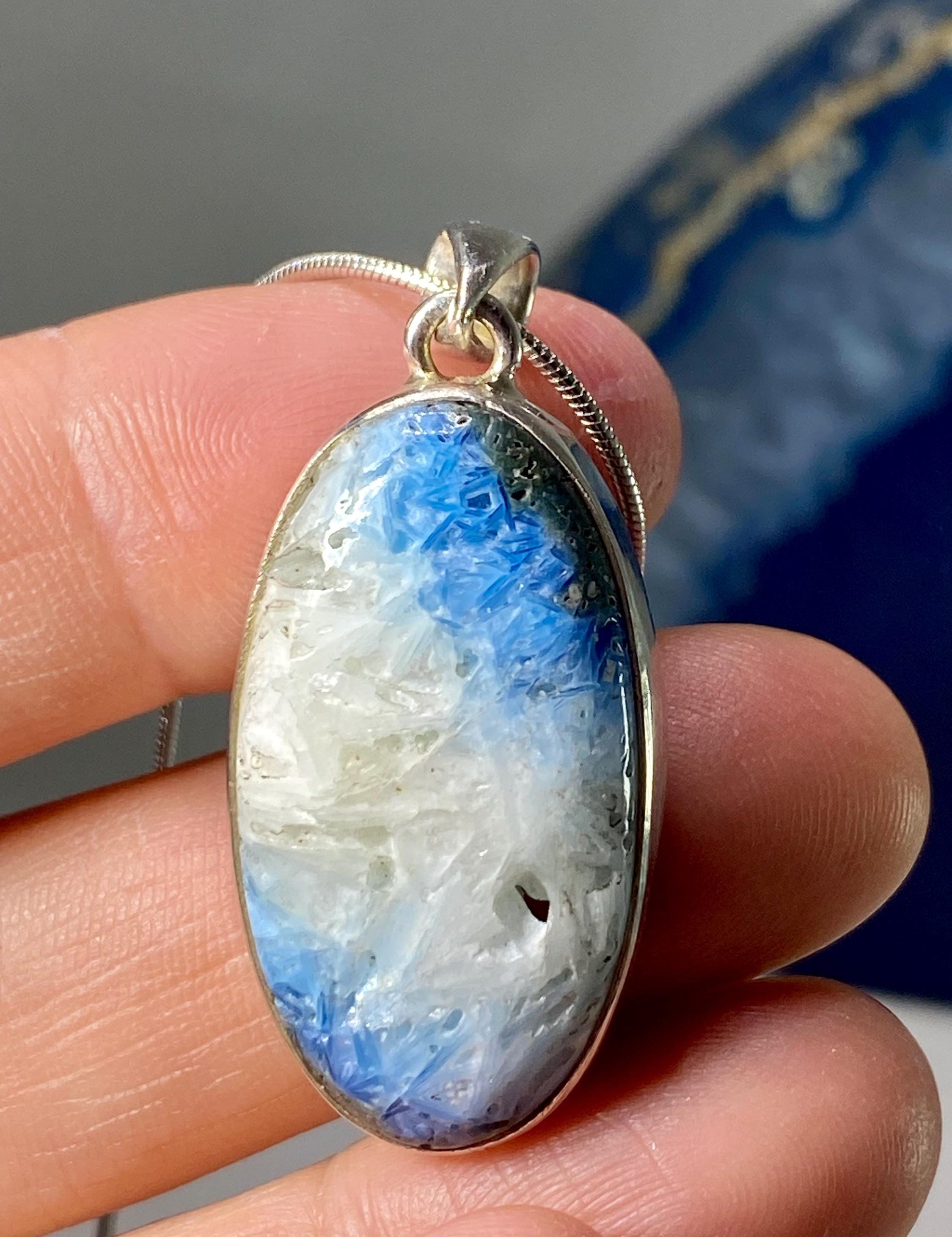 Blue Ice Glacierite Silver Pendant