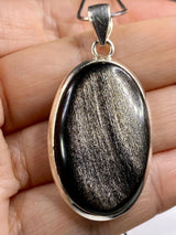 AAA - Black Obsidian and Silver Pendant (M09)