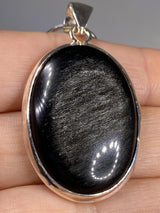 AAA - Black Obsidian and Silver Pendant (M09)