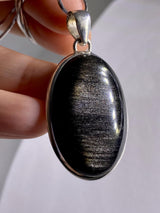 Black Obsidian and Silver Pendant