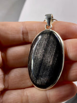 Black Obsidian and Silver Pendant (M09)