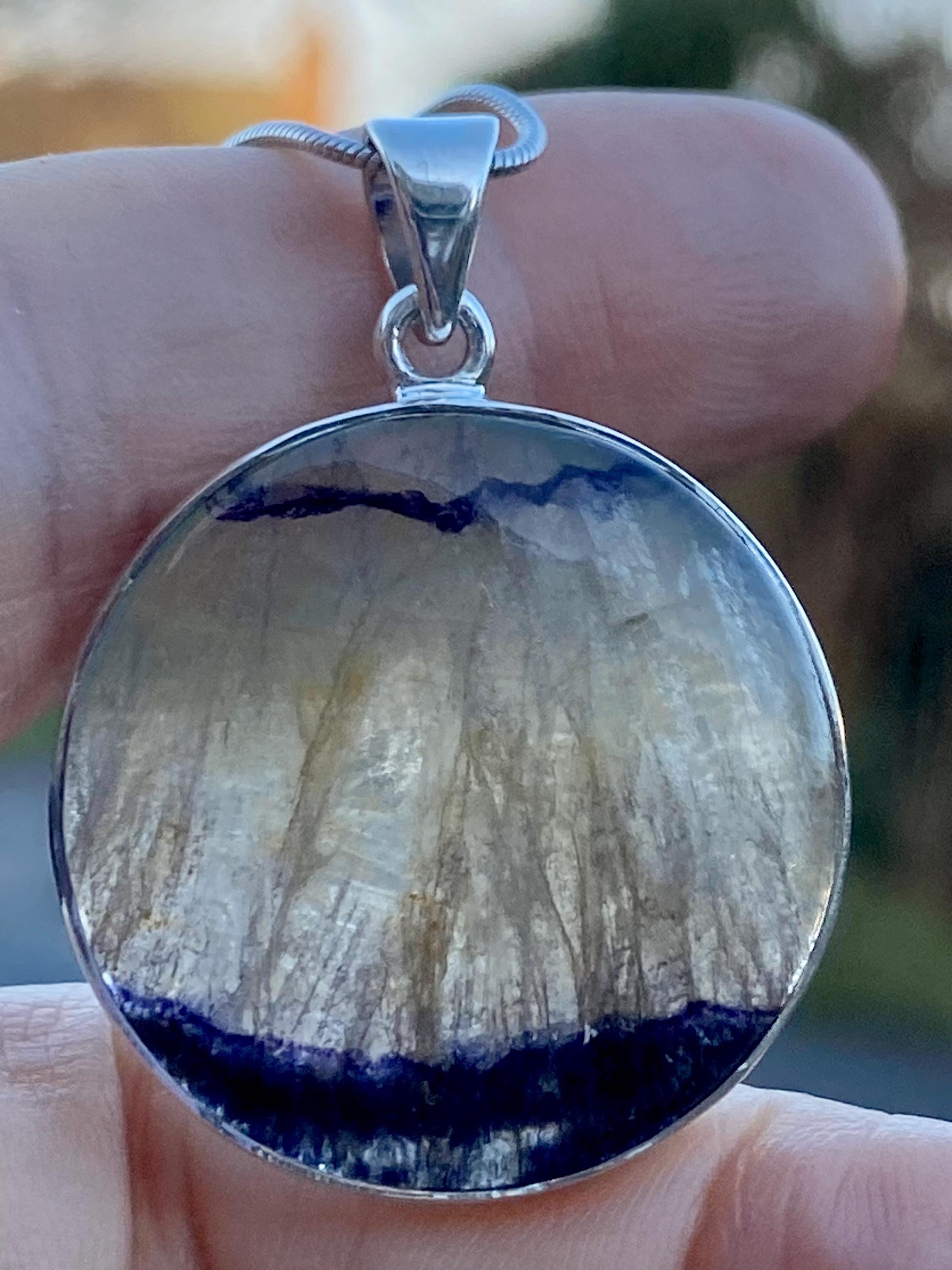 Blue John Silver Pendant - Extremely Rare