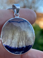 Blue John Silver Pendant - Extremely Rare