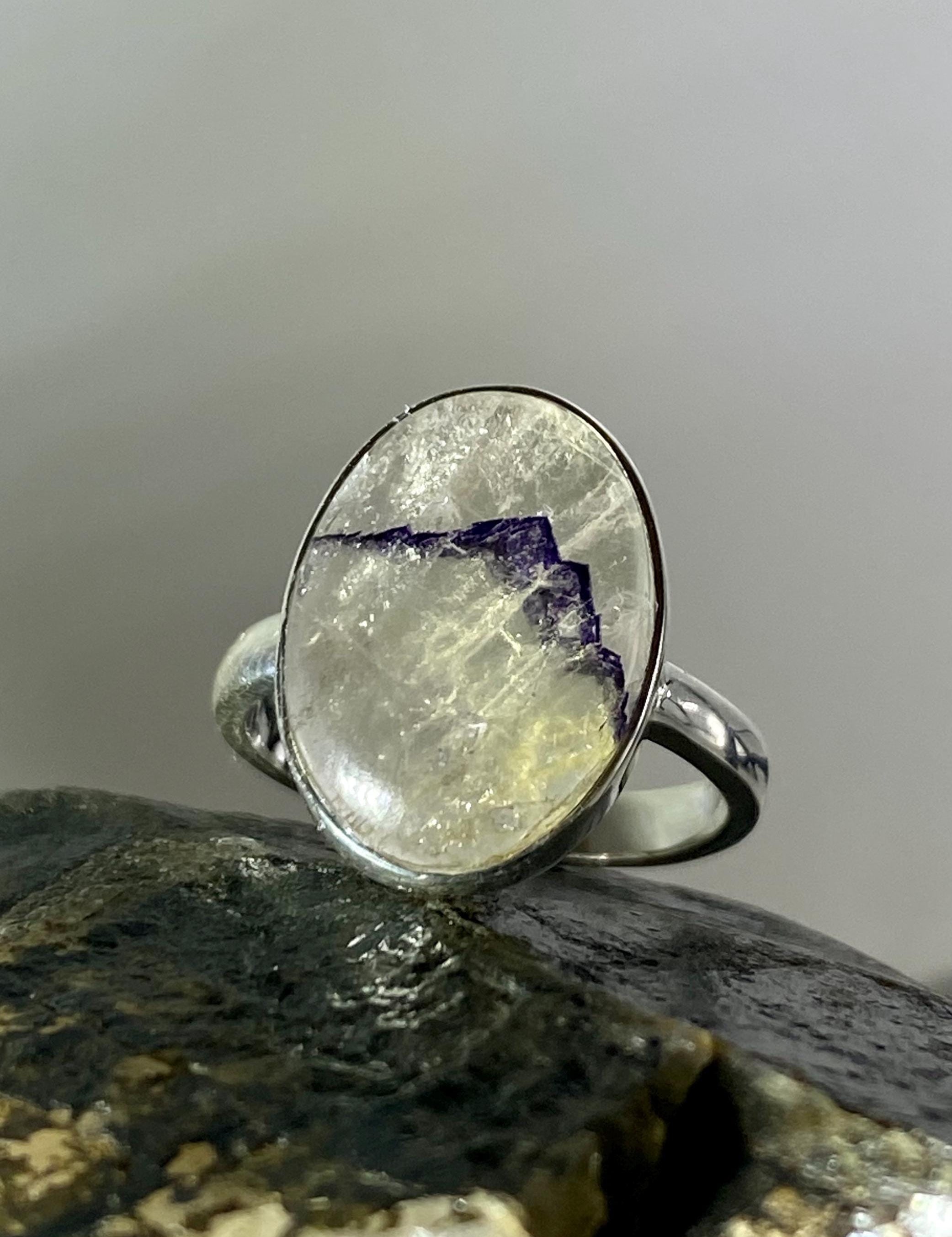 Blue John Silver Ring - Extremely Rare