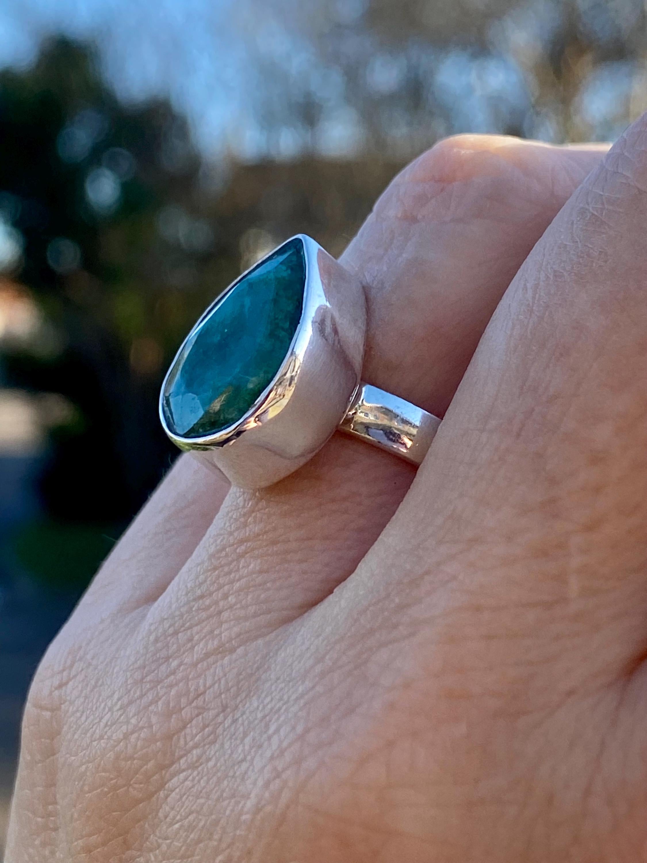 Raw Emerald and Silver Ring (F)