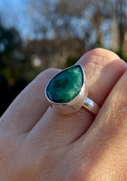Raw Emerald and Silver Ring (F)