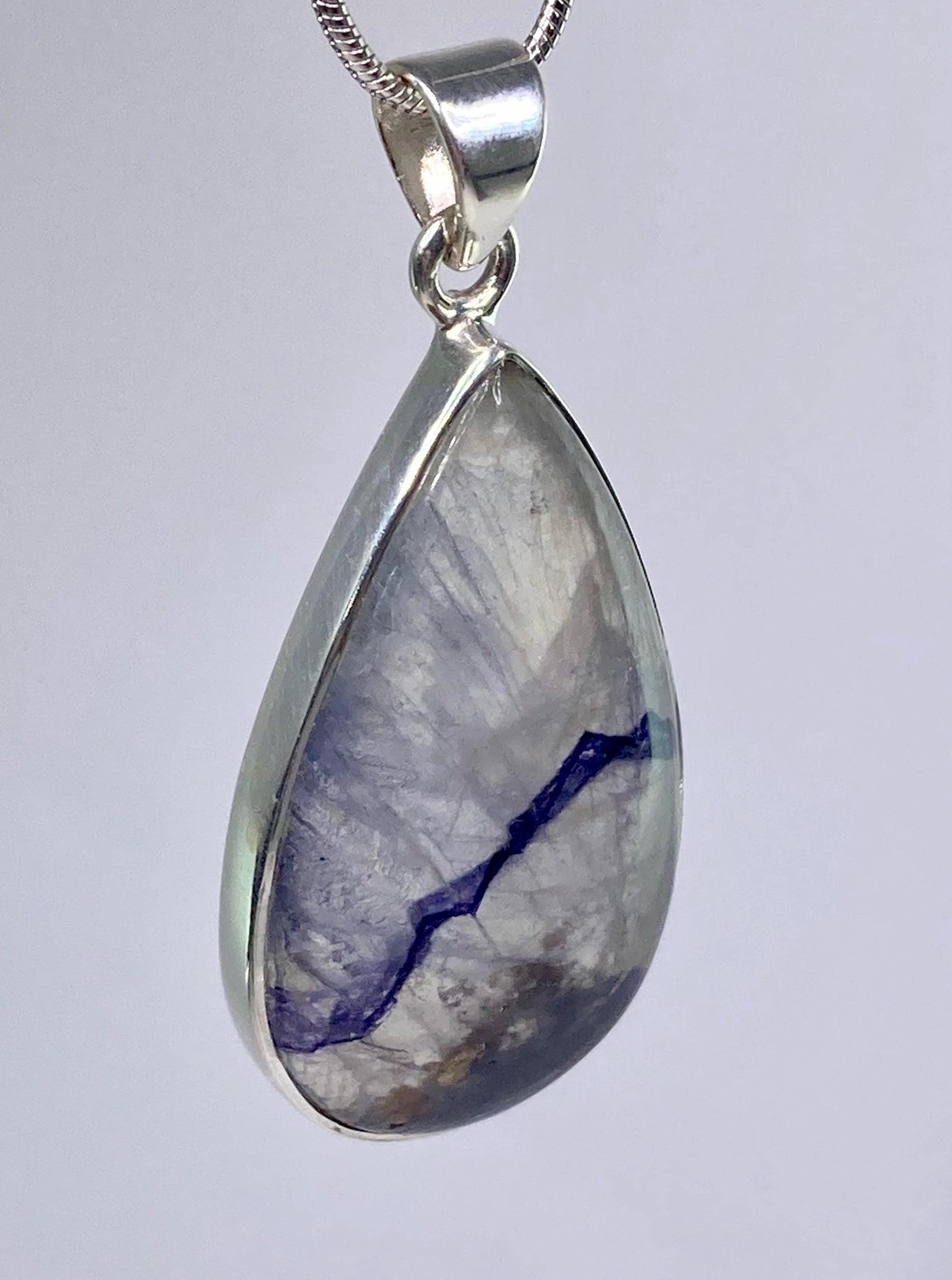 Blue John Silver Pendant - Extremely Rare