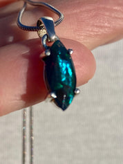 Natural Black Ethiopian Chalama Opal and Silver Pendant