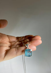 Aqua Kyanite and Silver Pendant