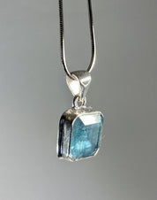 Aqua Kyanite and Silver Pendant