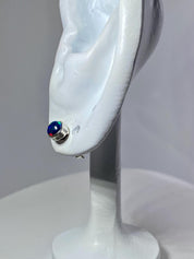 Natural Black Opal and Silver Earrings