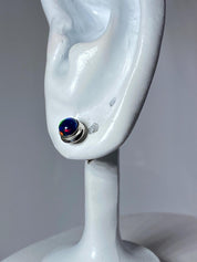 Round Cut Black Opal Sterling Silver Stud Earrings