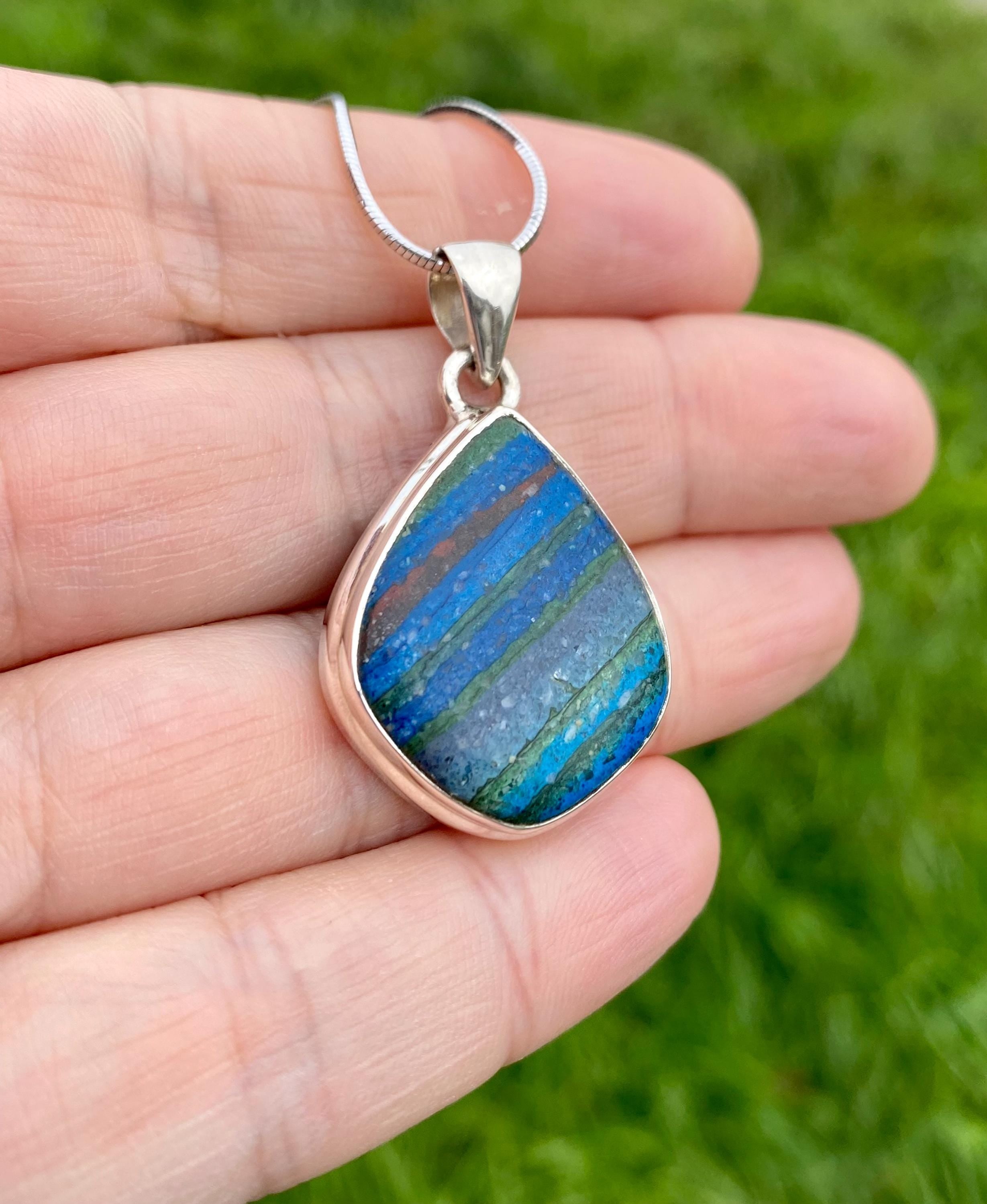 Rainbow Calsilica and Silver Pendant (UV 1196)
