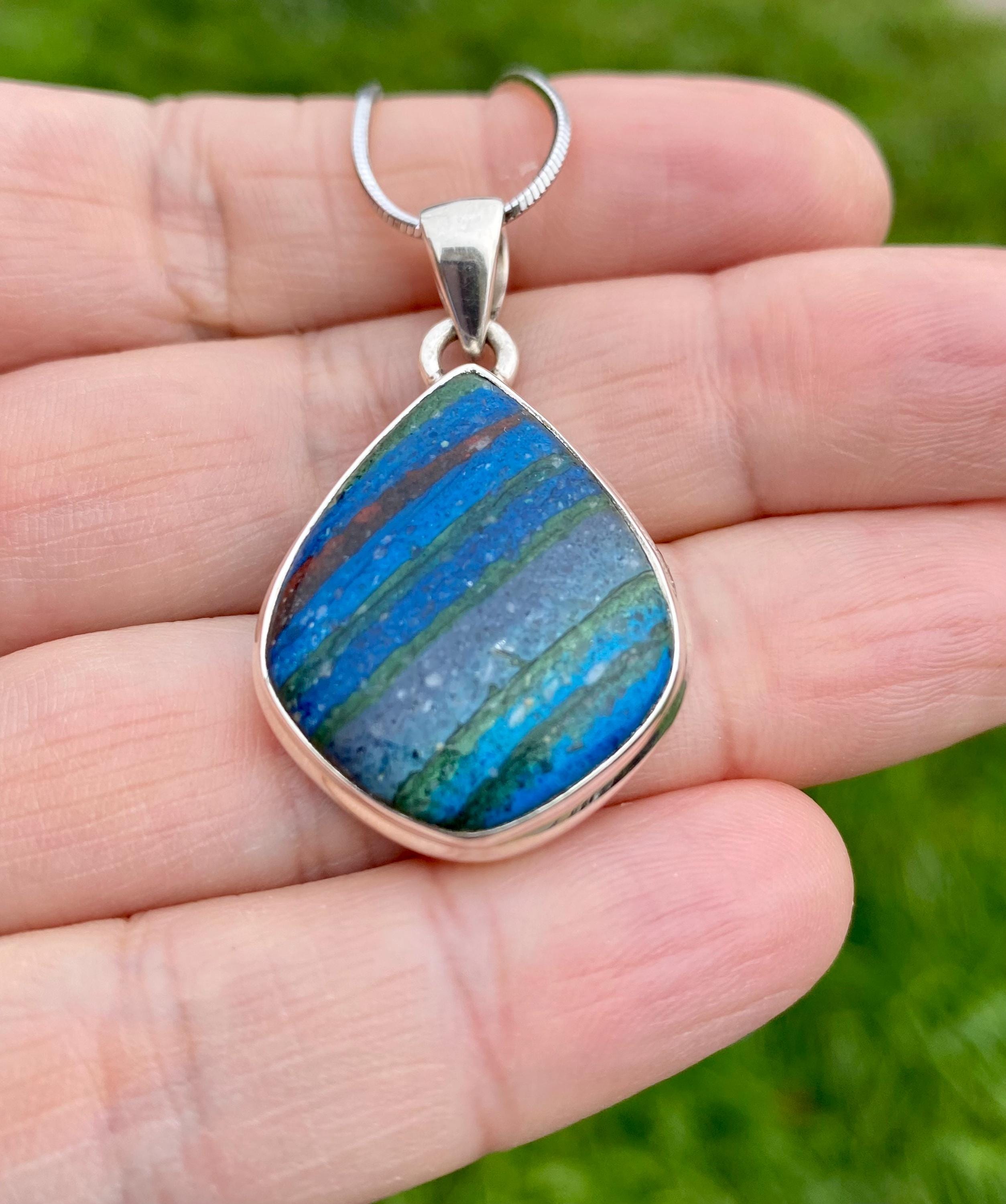 Rainbow Calsilica and Silver Pendant (UV 1196)