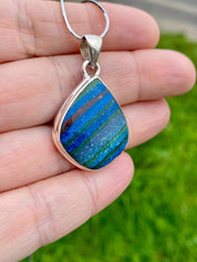 Rainbow Calsilica and Silver Pendant (UV 1196)