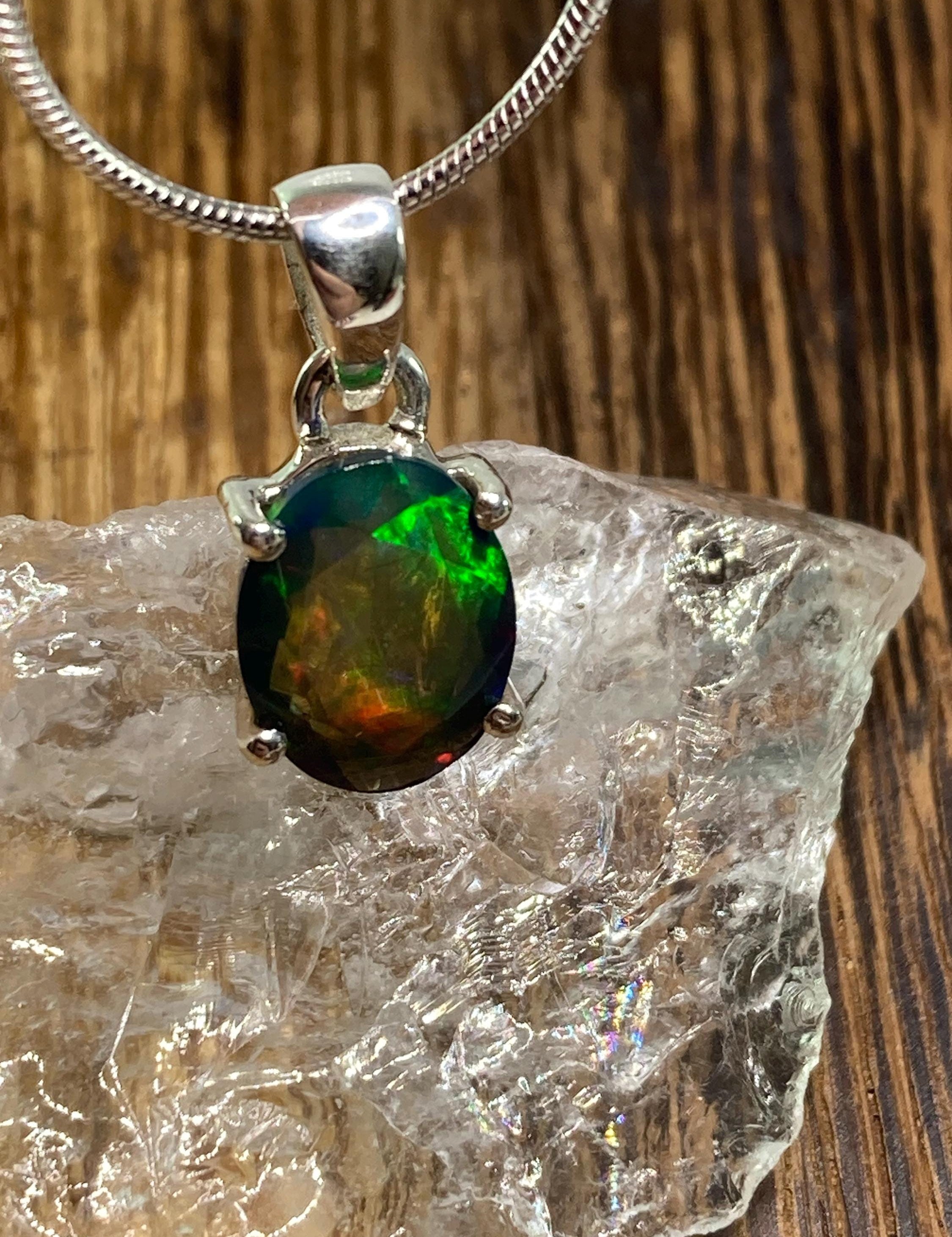 Ethiopian Chalama Black Opal and Silver Pendant