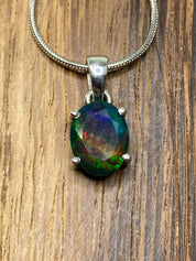 Ethiopian Chalama Black Opal and Silver Pendant