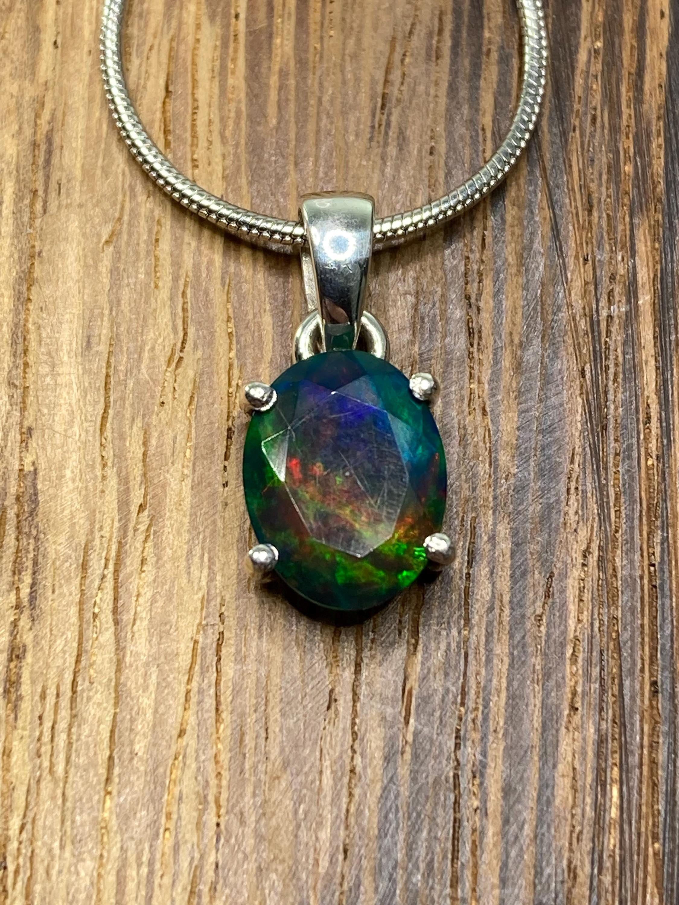 Ethiopian Chalama Black Opal and Silver Pendant
