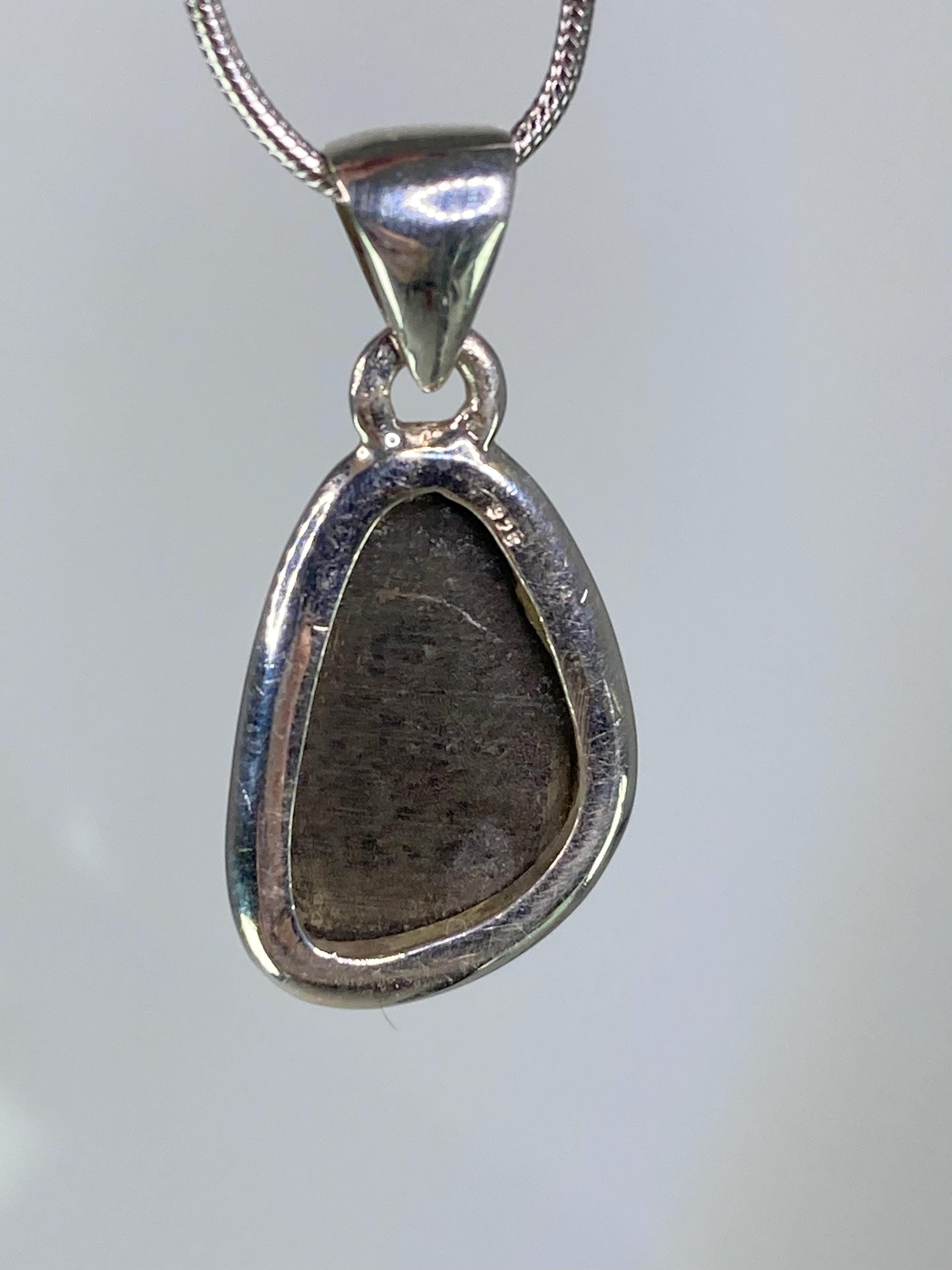 Iridescent Ammolite Pendant: 925 Sterling Silver, Alberta Gemstone