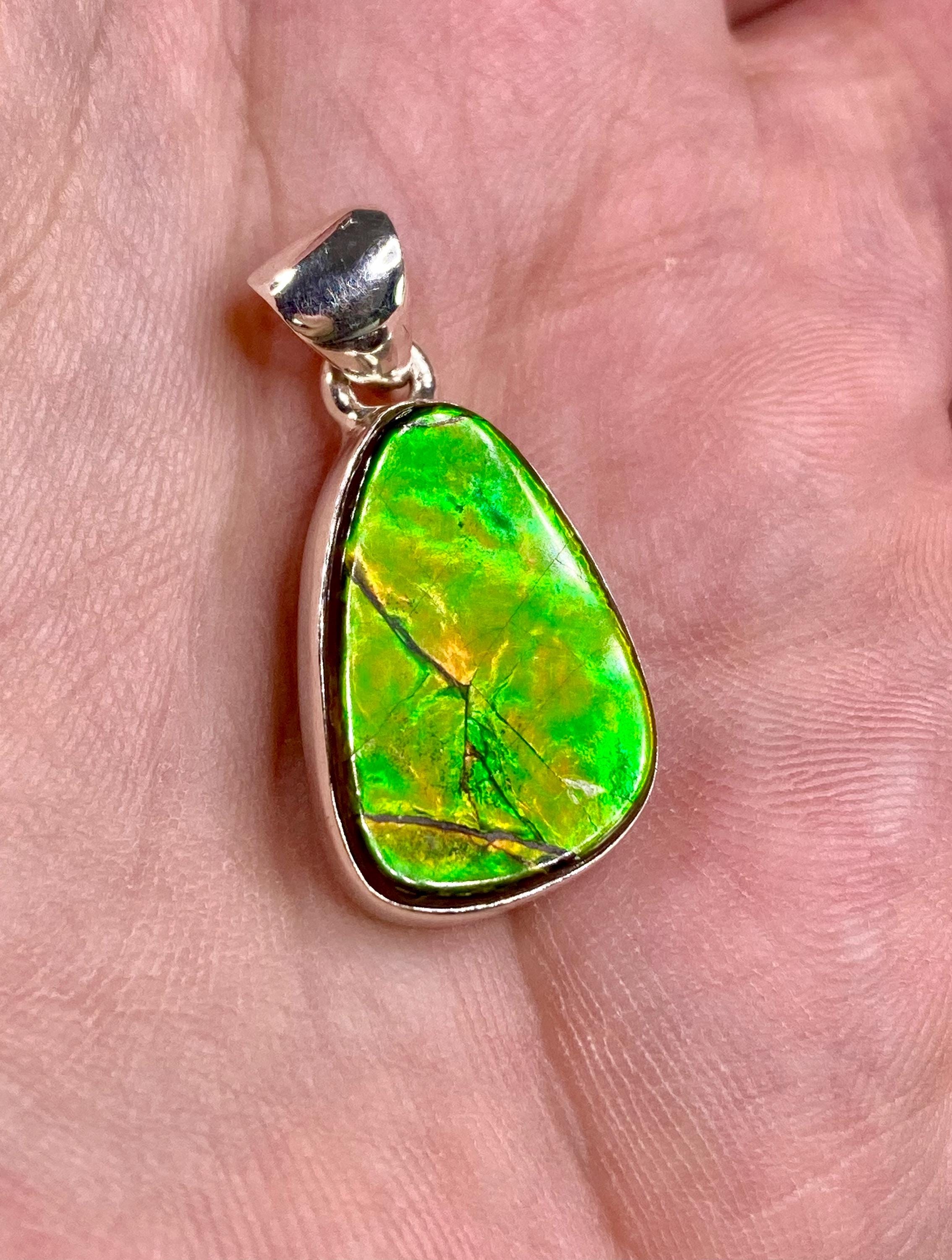 High Quality Ammolite and Silver Pendant