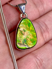 High Quality Ammolite and Silver Pendant