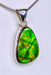 High Quality Ammolite and Silver Pendant