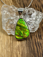 High Quality Ammolite and Silver Pendant