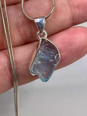 High Quality Aquamarine and Silver Pendant