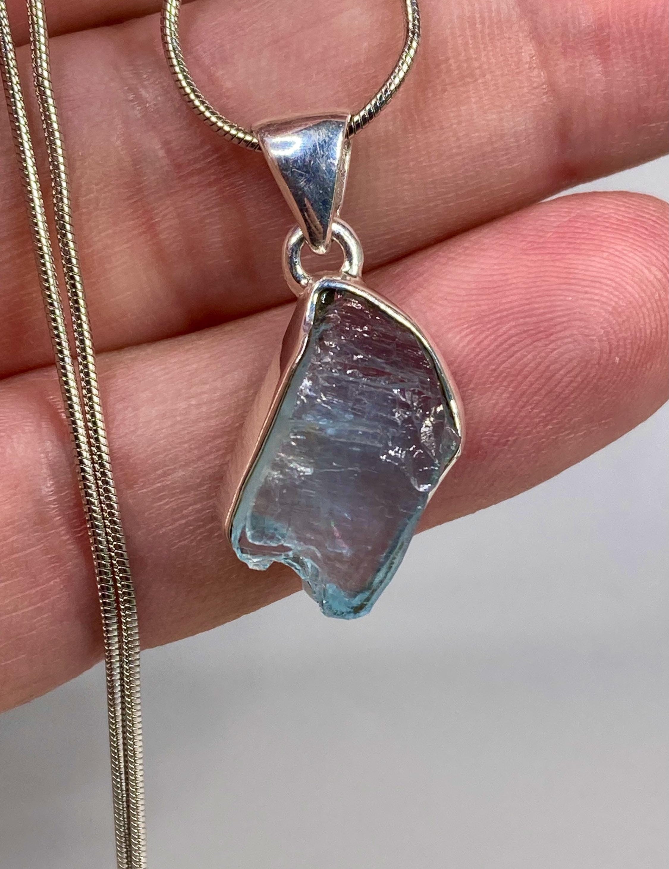 High Quality Aquamarine and Silver Pendant