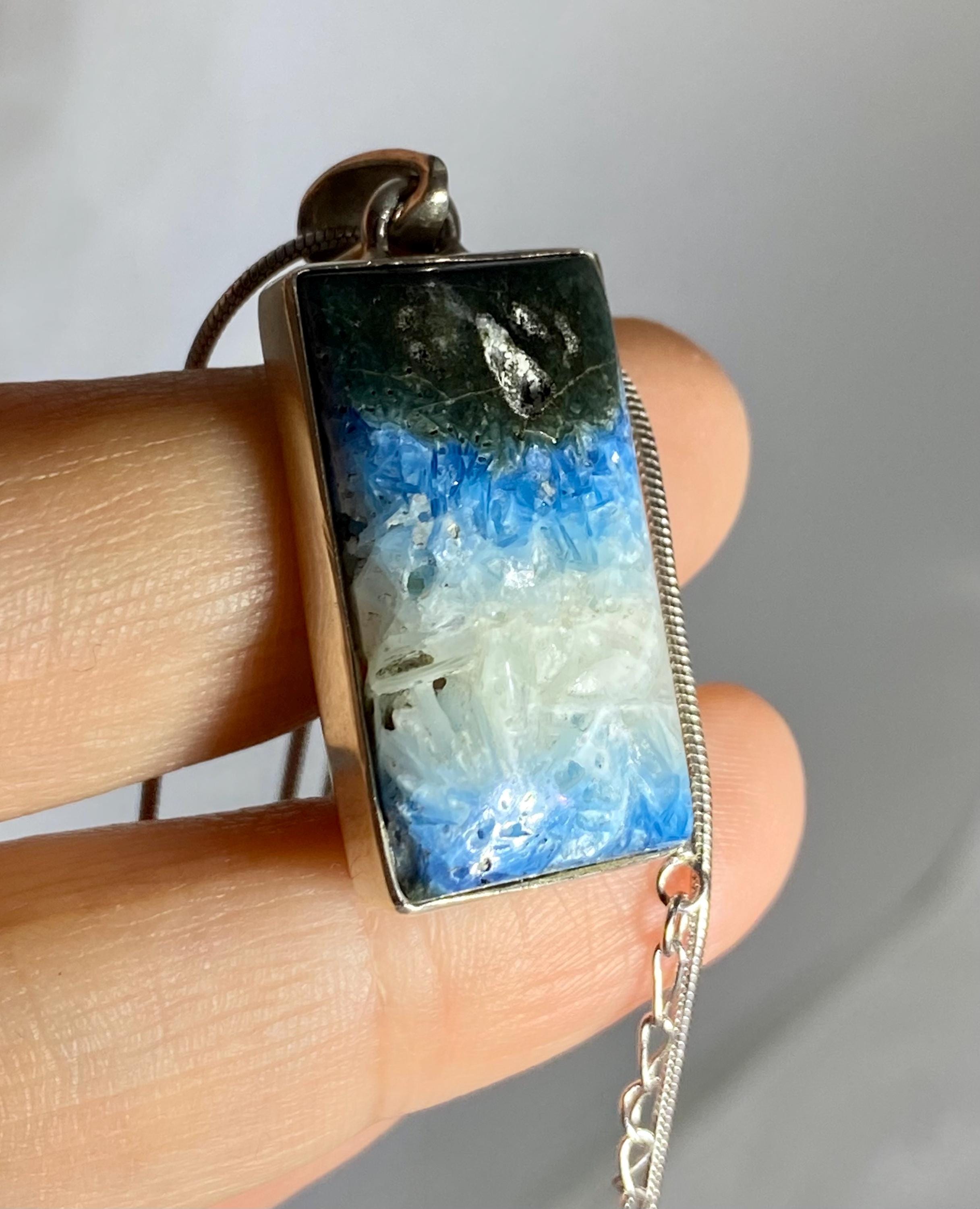 Blue Ice Glacierite Sterling Silver Pendant