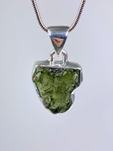 Natural MOLDAVITE and Sterling Silver Pendant