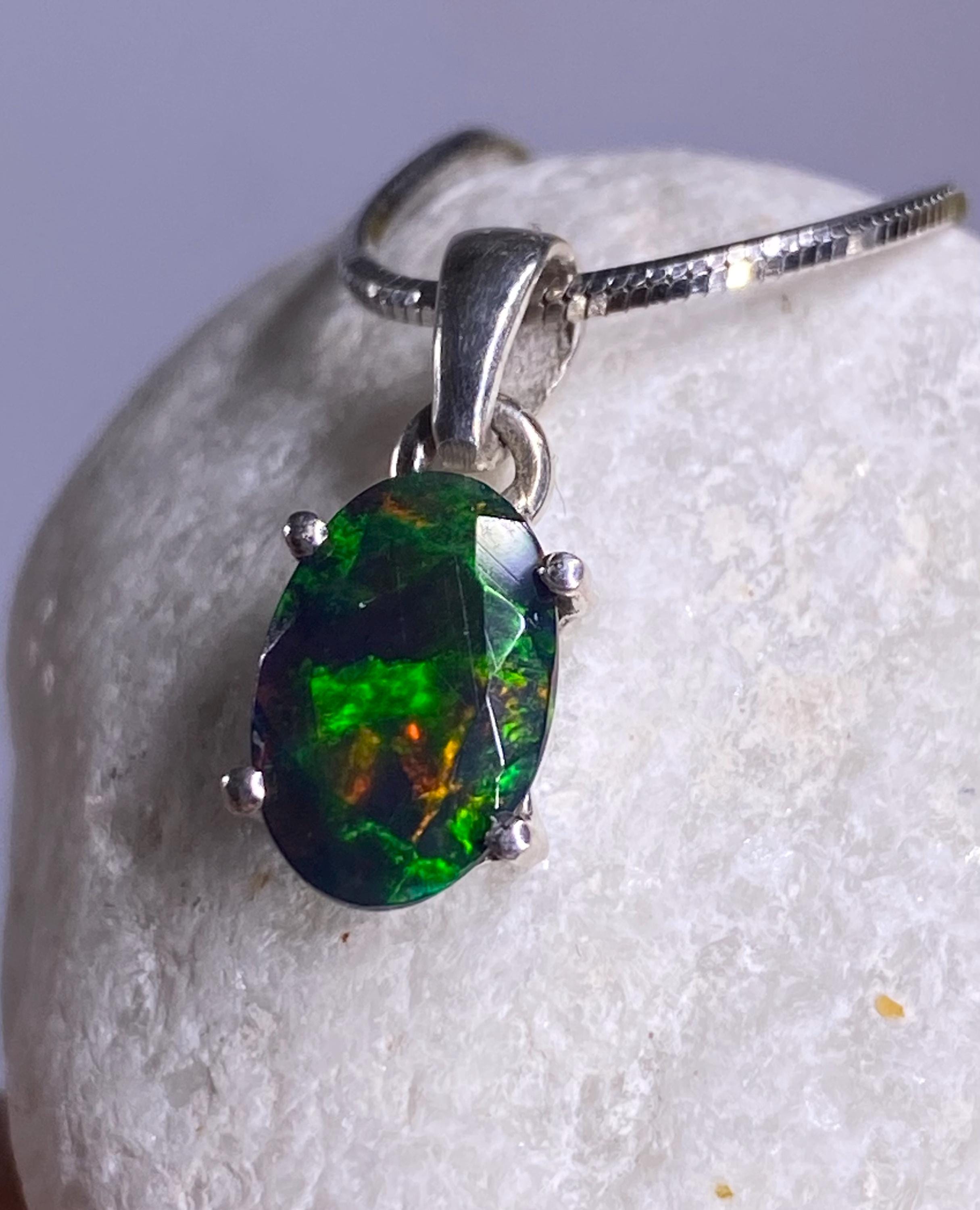 Ethiopian Chalama Black Opal and Silver Pendant