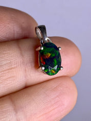 Ethiopian Chalama Black Opal and Silver Pendant