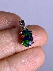 Ethiopian Chalama Black Opal and Silver Pendant