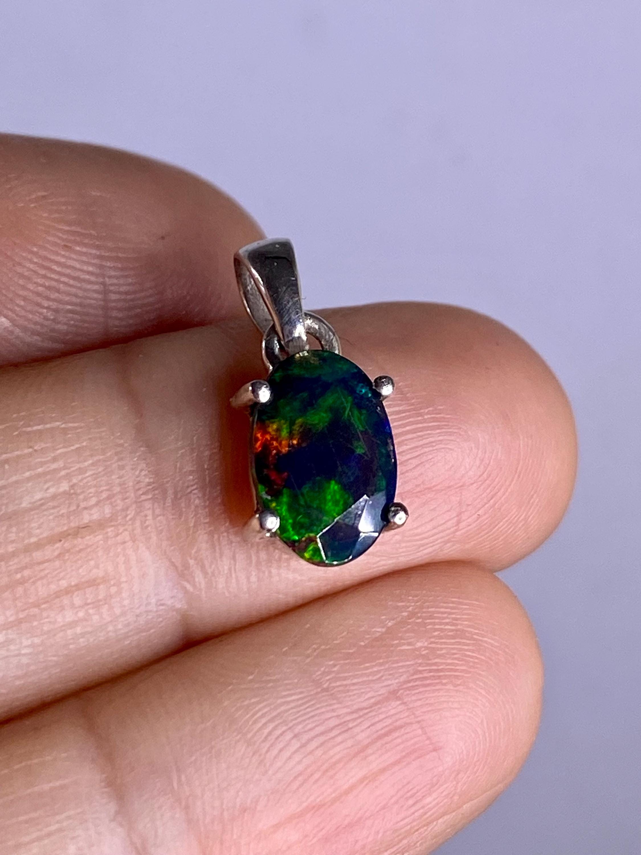 Ethiopian Chalama Black Opal and Silver Pendant