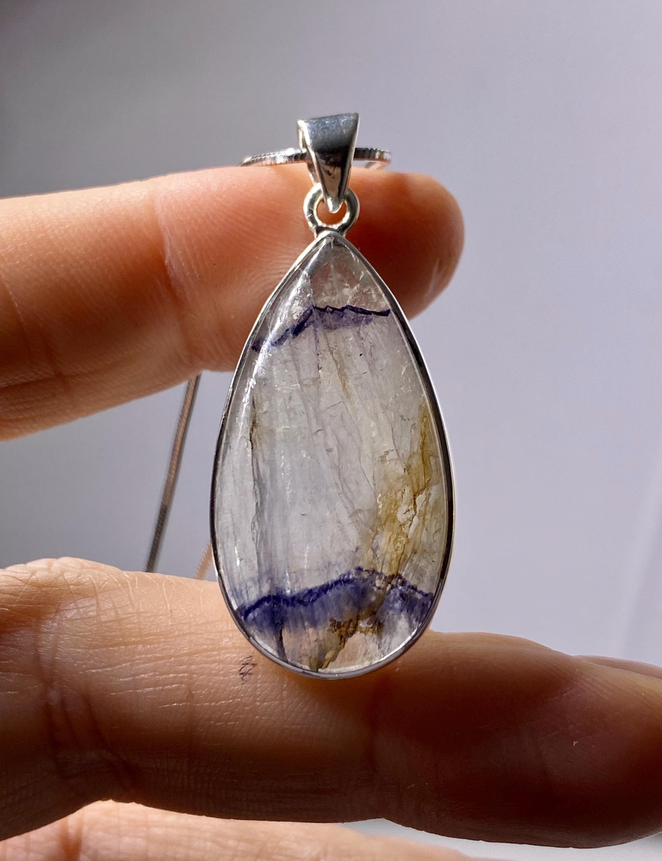 Blue John Silver Pendant - Extremely Rare