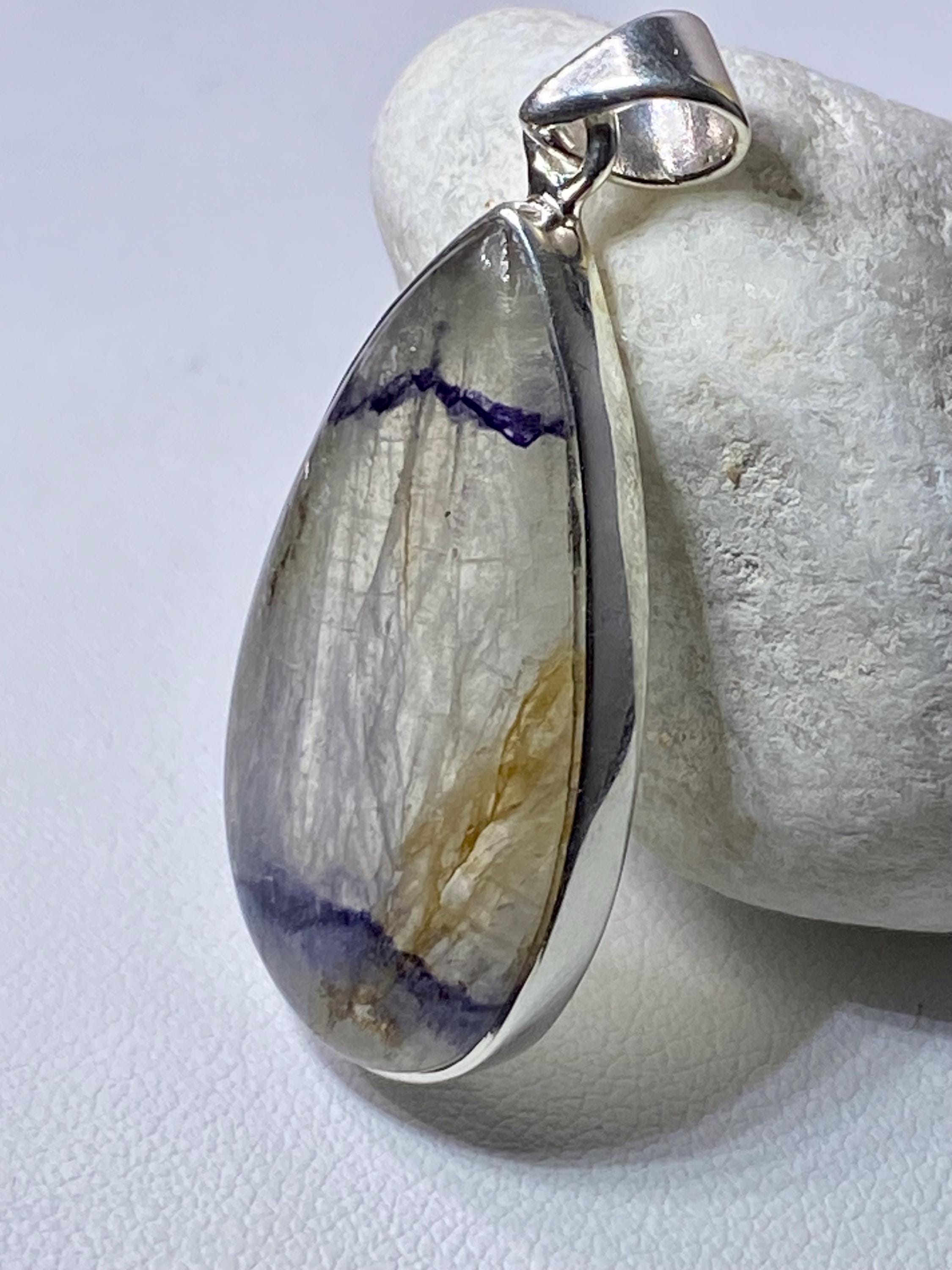 Blue John Silver Pendant - Extremely Rare