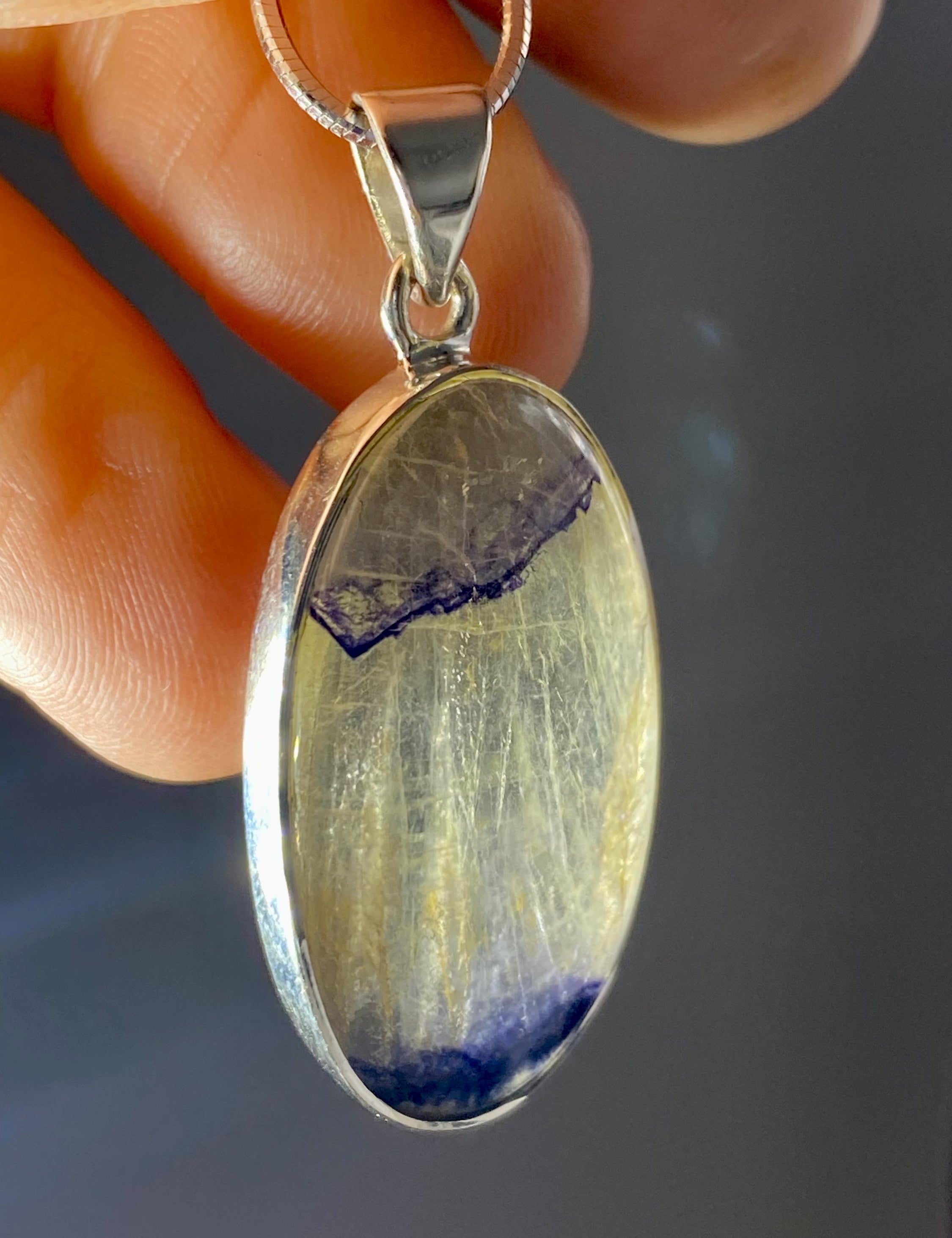 Blue John Silver Pendant