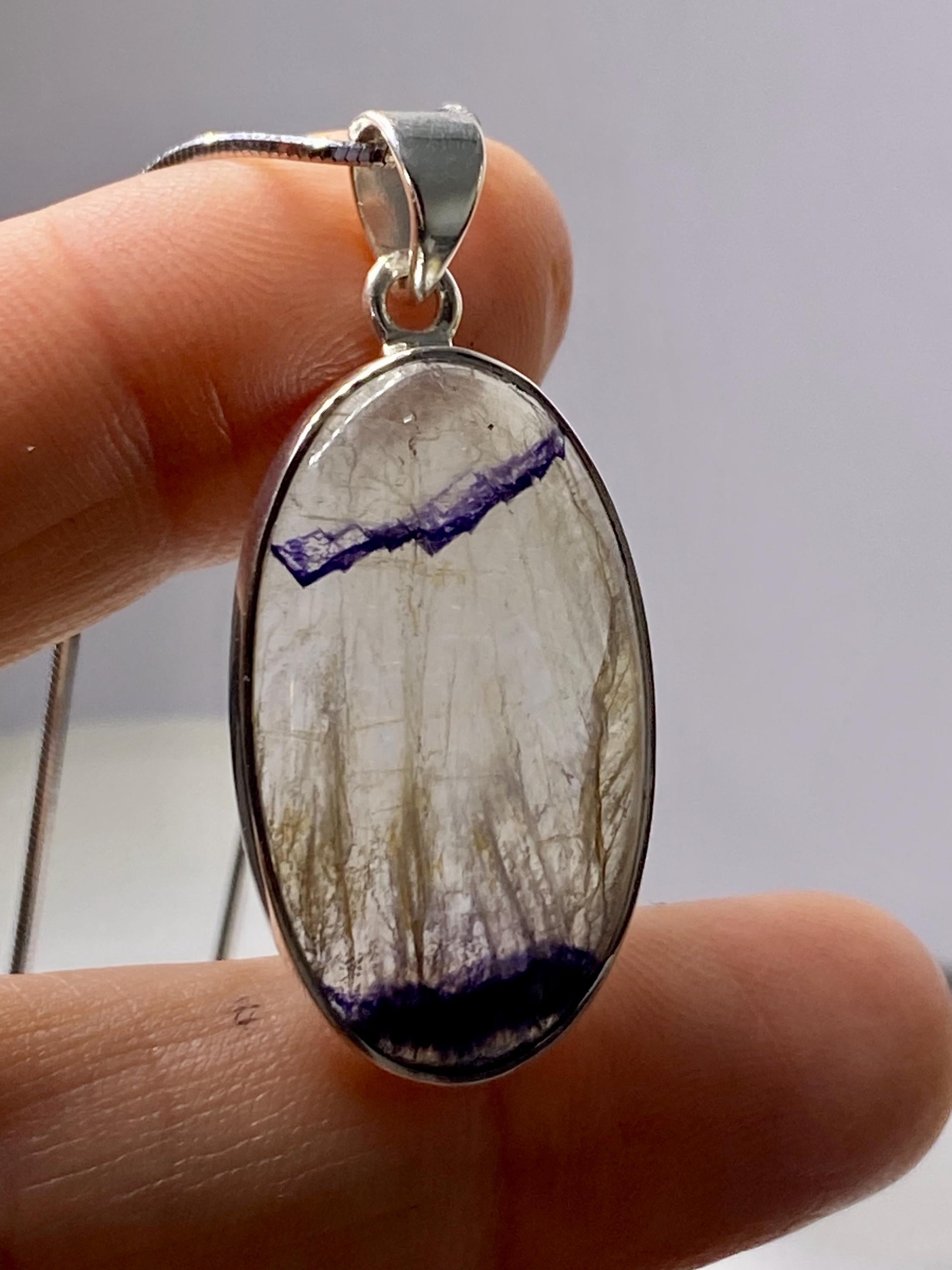 Blue John Silver Pendant