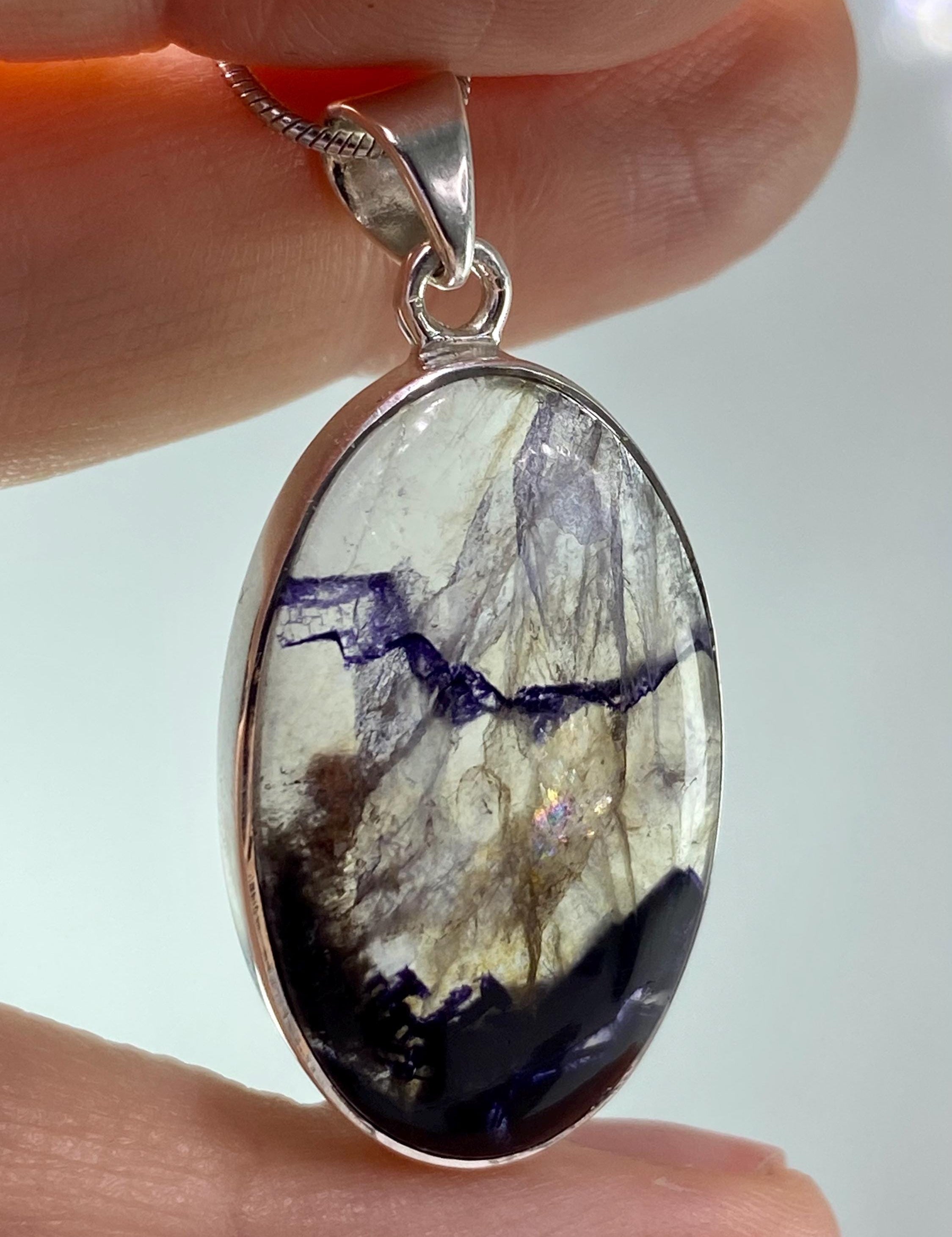 Blue John Silver Pendant