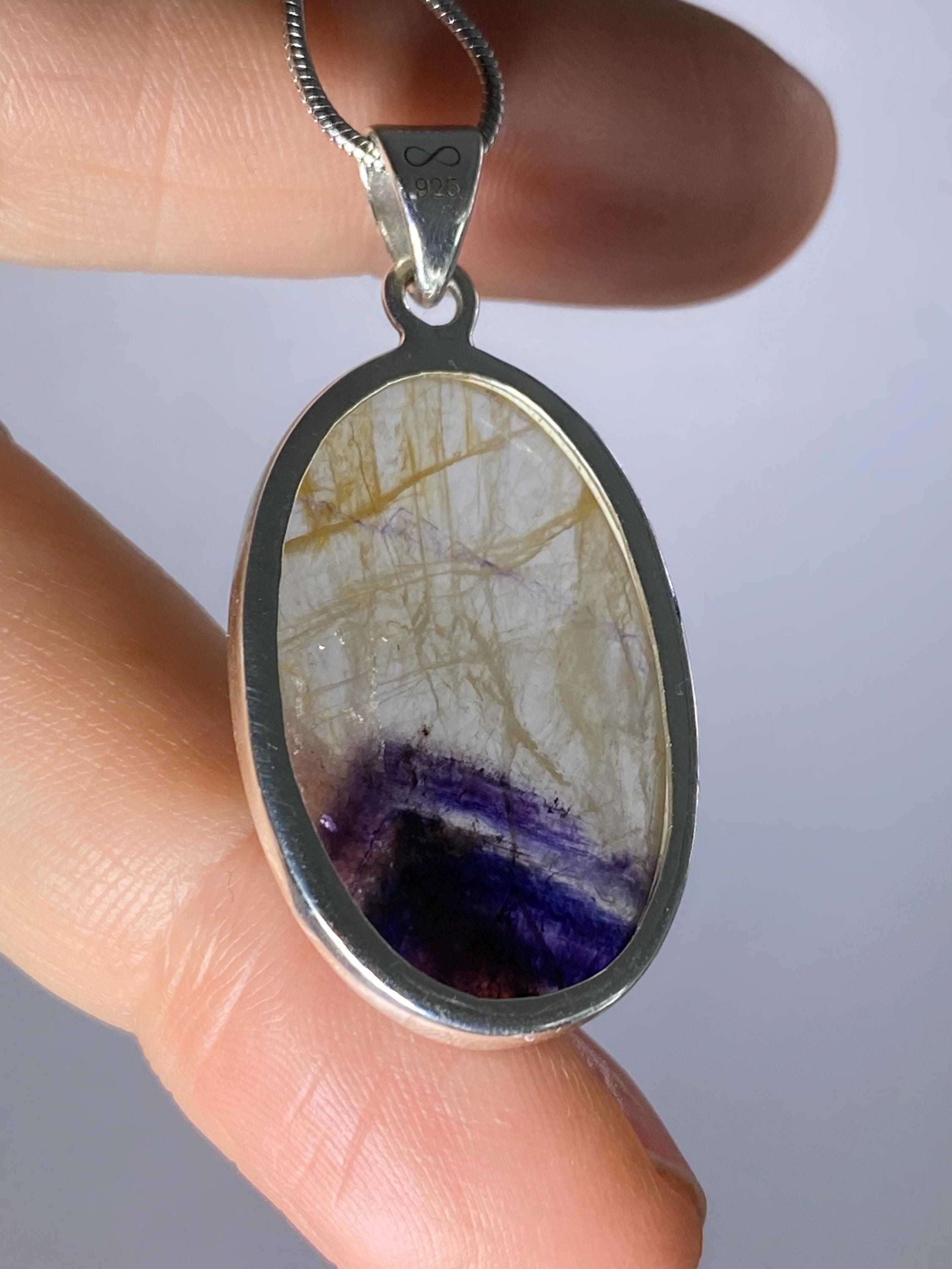 Blue John Silver Pendant