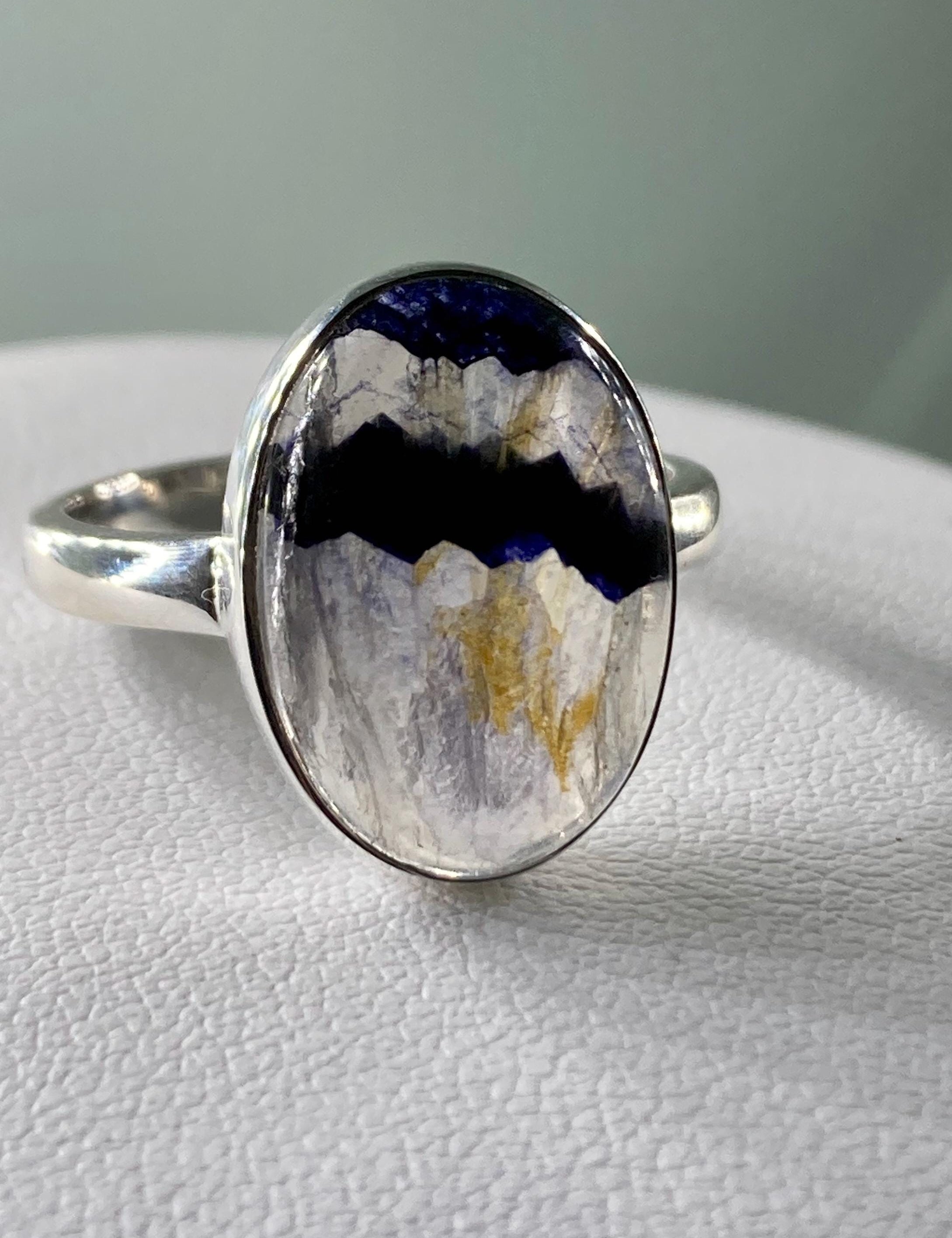 An Extremely Rare Blue John and Solid Silver Ring